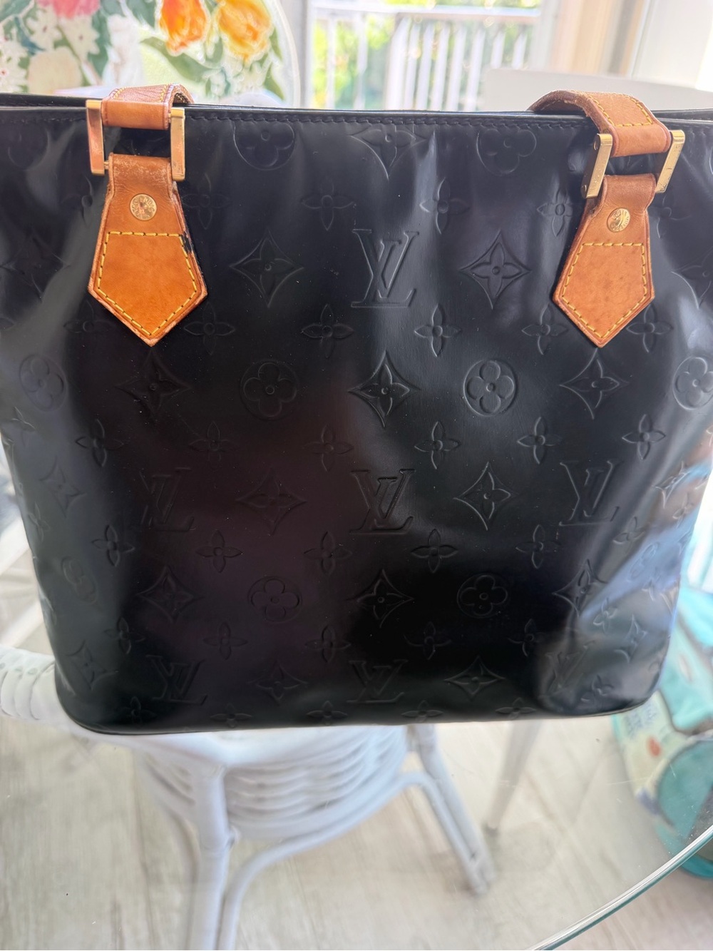 Louis Vuitton Black Tote with Vachetta Trim with COA